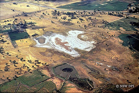 aerial photograph of salt-scalded landscape